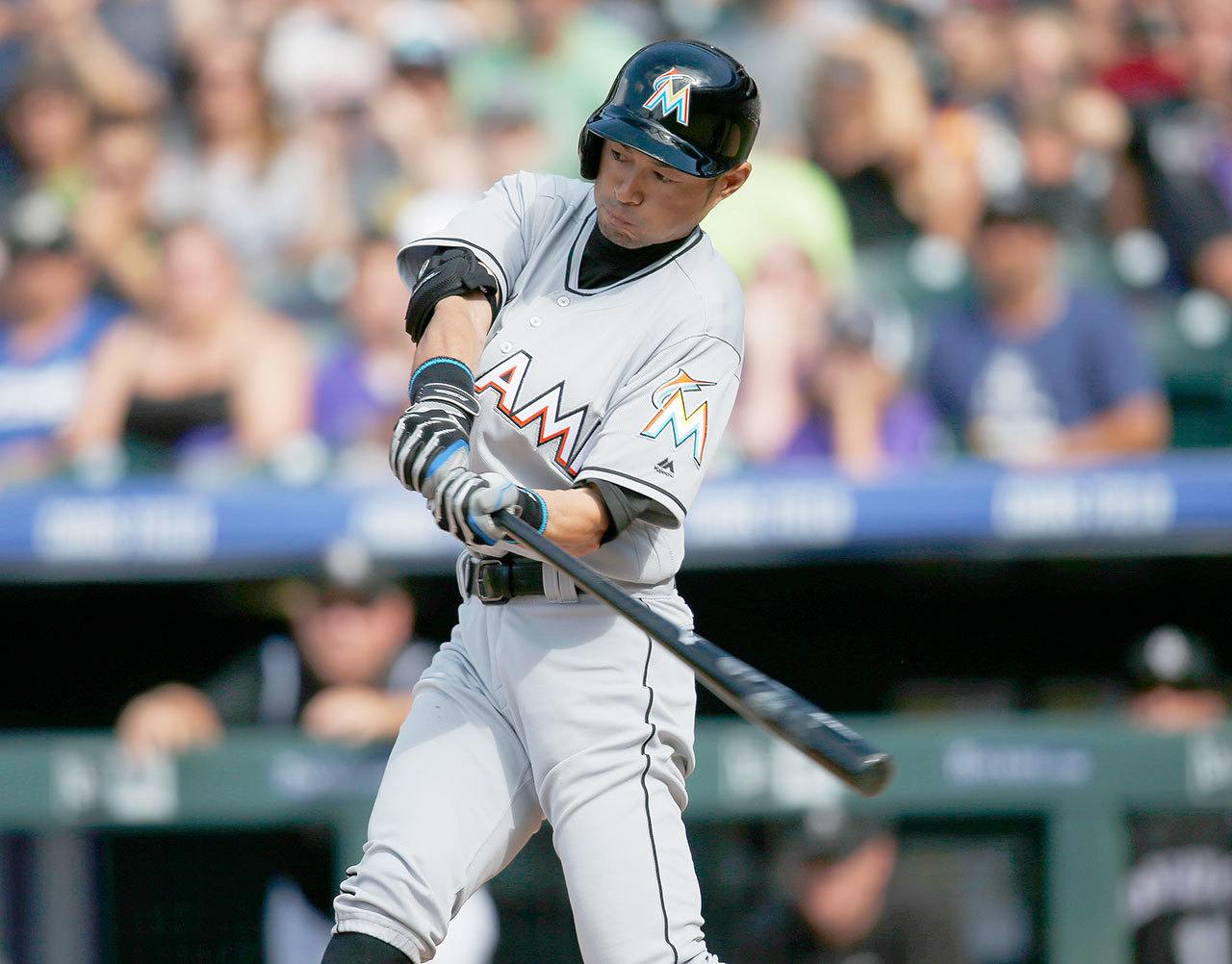 Marlins' Ichiro Suzuki arrives at Coors Field two hits short of