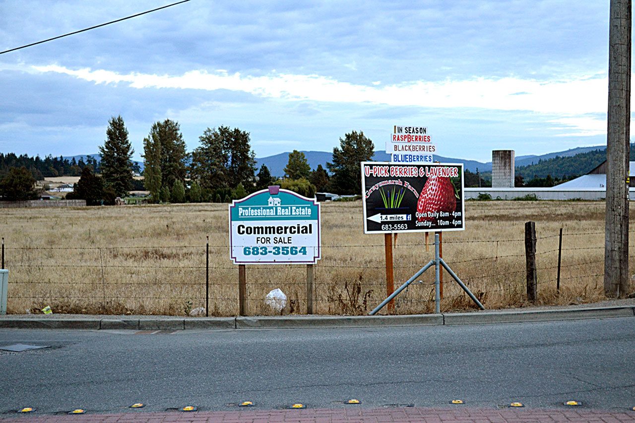 Proposed zoning code amendments that would affect the Booth property at the corner of Sequim Avenue and Port Williams Road were put on hold Monday after the Sequim City Council voted down changes that would have eliminated an option on commercial development for a possible 250-home site. (Matthew Nash/Olympic Peninsula News Group)