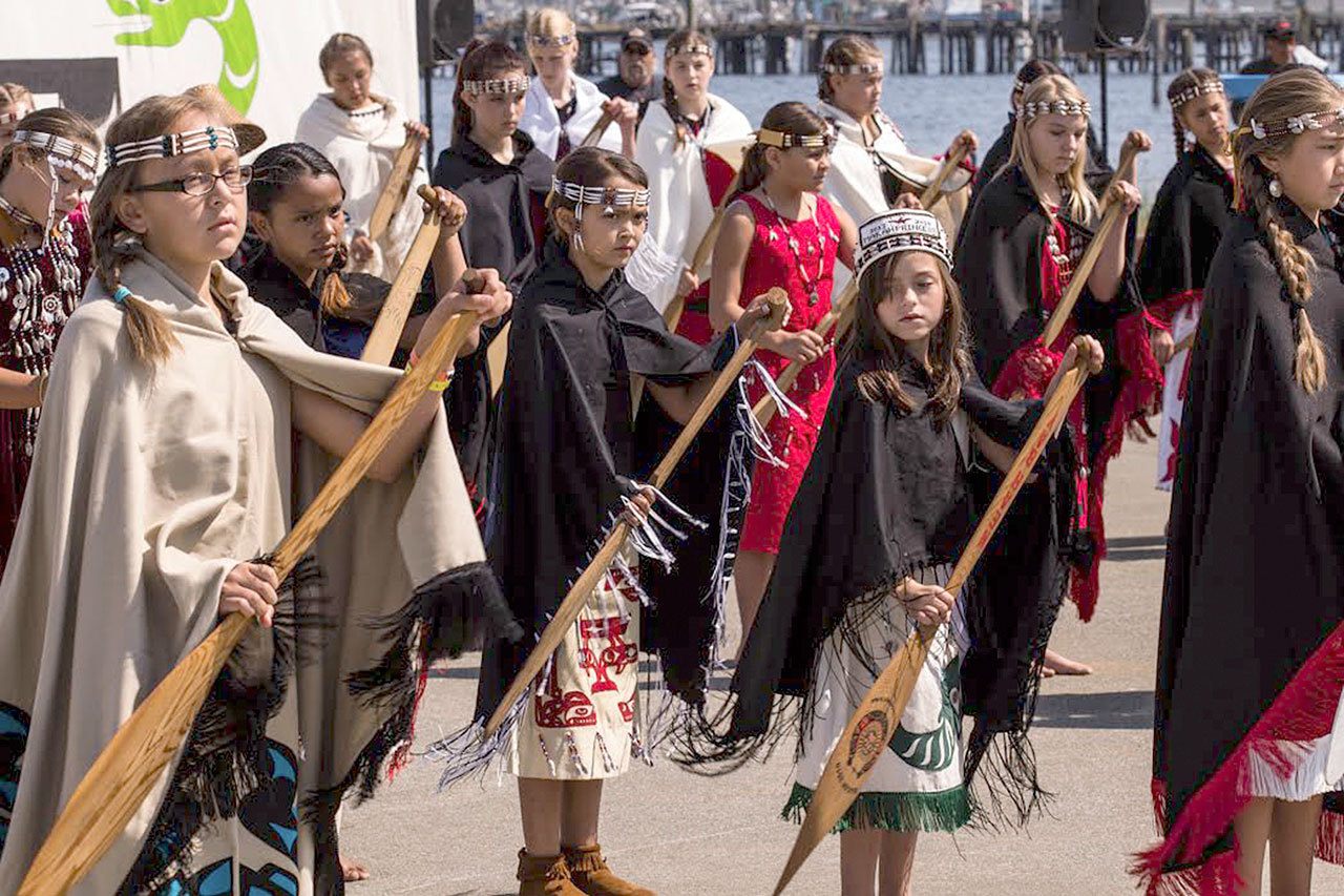 During Makah Days, the members of the Makah tribe of Neah Bay gather and reunite with the members who have since moved away to commemorate thousands of years of the Makah ancient culture and the anniversary of becoming citizens of the United States, according to makah.com. Participants are seen here in 2014. (makah.com)