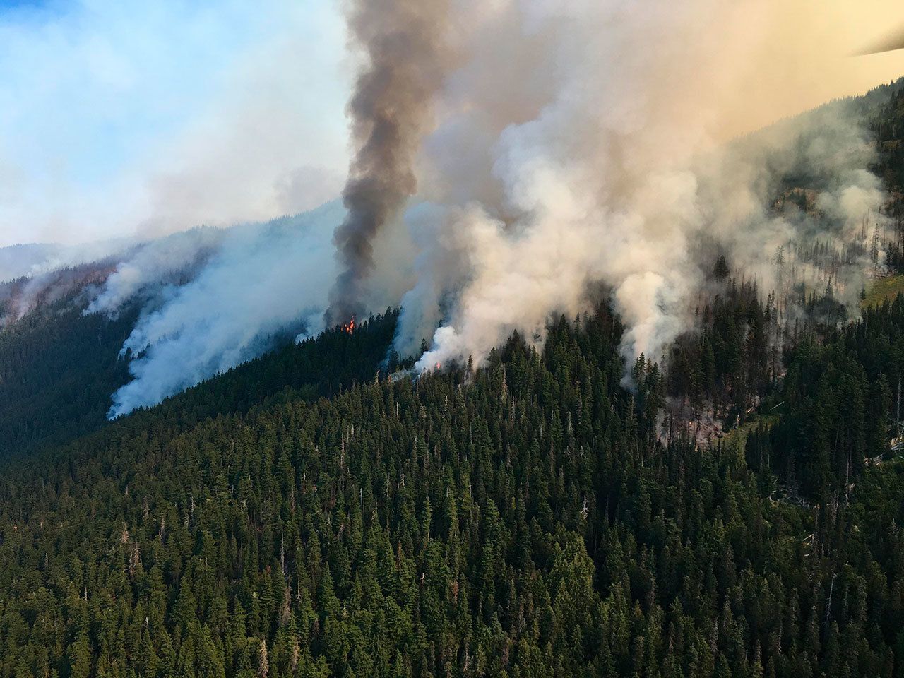 The Hayes Fire sends up plumes of smoke Saturday. (National Park Service)