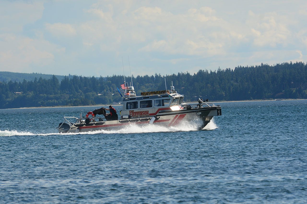East Jefferson Fire-Rescue responded after a man fell overboard in Port Townsend Bay on Monday afternoon. (Jesse Major/Peninsula Daily News)