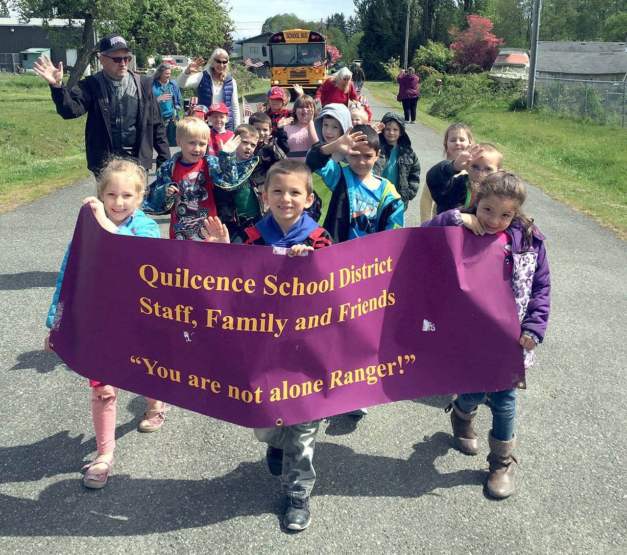 Quilcene School students march in a local parade. (Quilcene School)