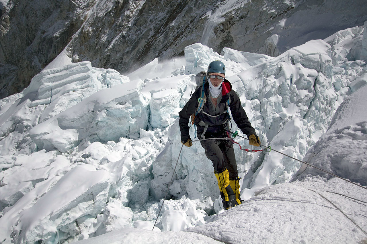 Michael Brown                                Leif Whittaker rappels into the Khumbu Icefall during the climber’s first ascent of Everest in 2010.