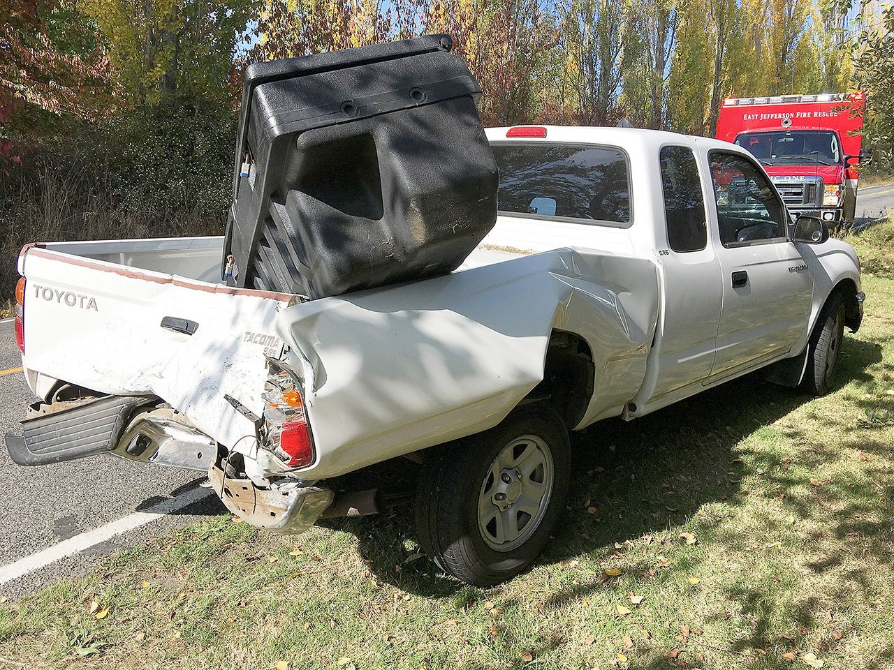 Bill Beezley/East Jefferson Fire-Rescue                                A Toyota Tacoma was rear-ended on South Discovery Road on Tuesday afternoon.