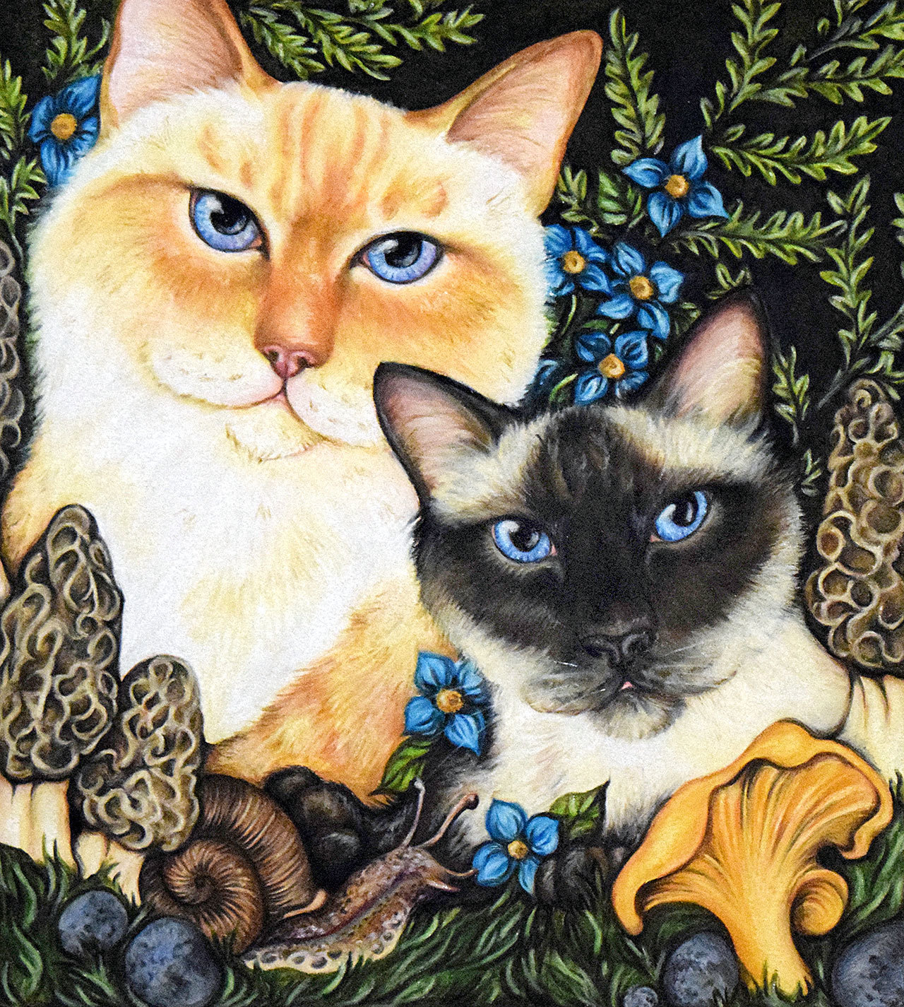 This piece by Marcedes “Sadie” Perry, titled “Quiche and Morel,” will be on display at Karon’s Frame Center, 625 E. Front St., from 6 to 8 tonight. — Marcedes Perry.