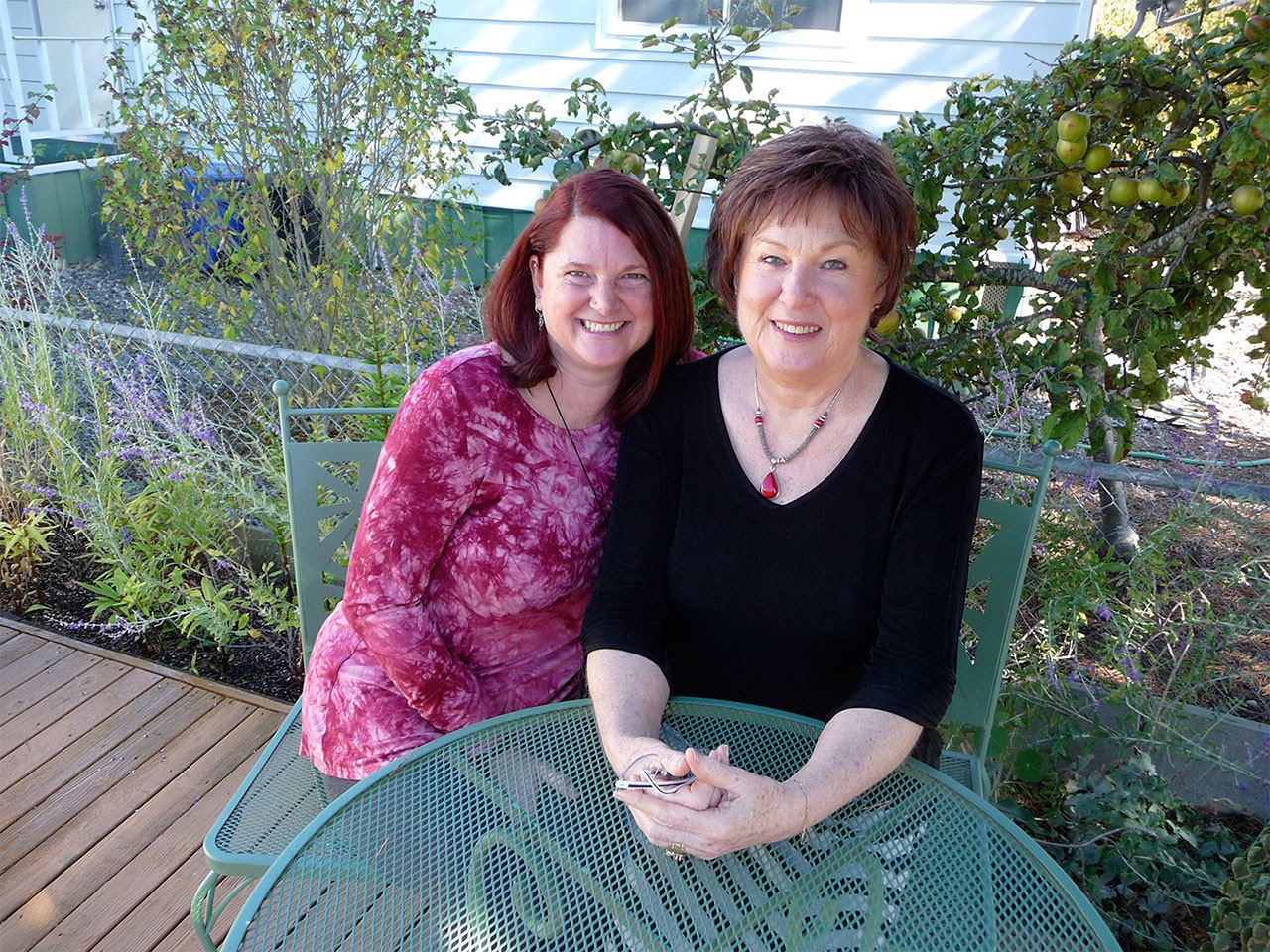 One of Michele and Judy’s favorites places to relax is their backyard patio in Sequim. (Patricia Morrison Coate/Olympic Peninsula News Group)