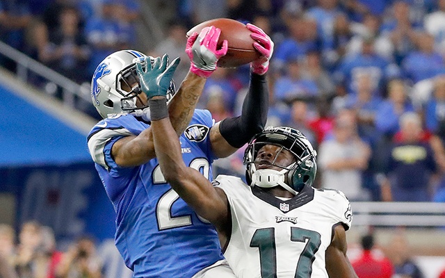 The Associated Press Detroit’s Darius Slay (23) intercepts a pass intended for Philadelphia’s Nelson Agholor to seal the Lions’ 24-23 upset of the Eagles on Sunday.
