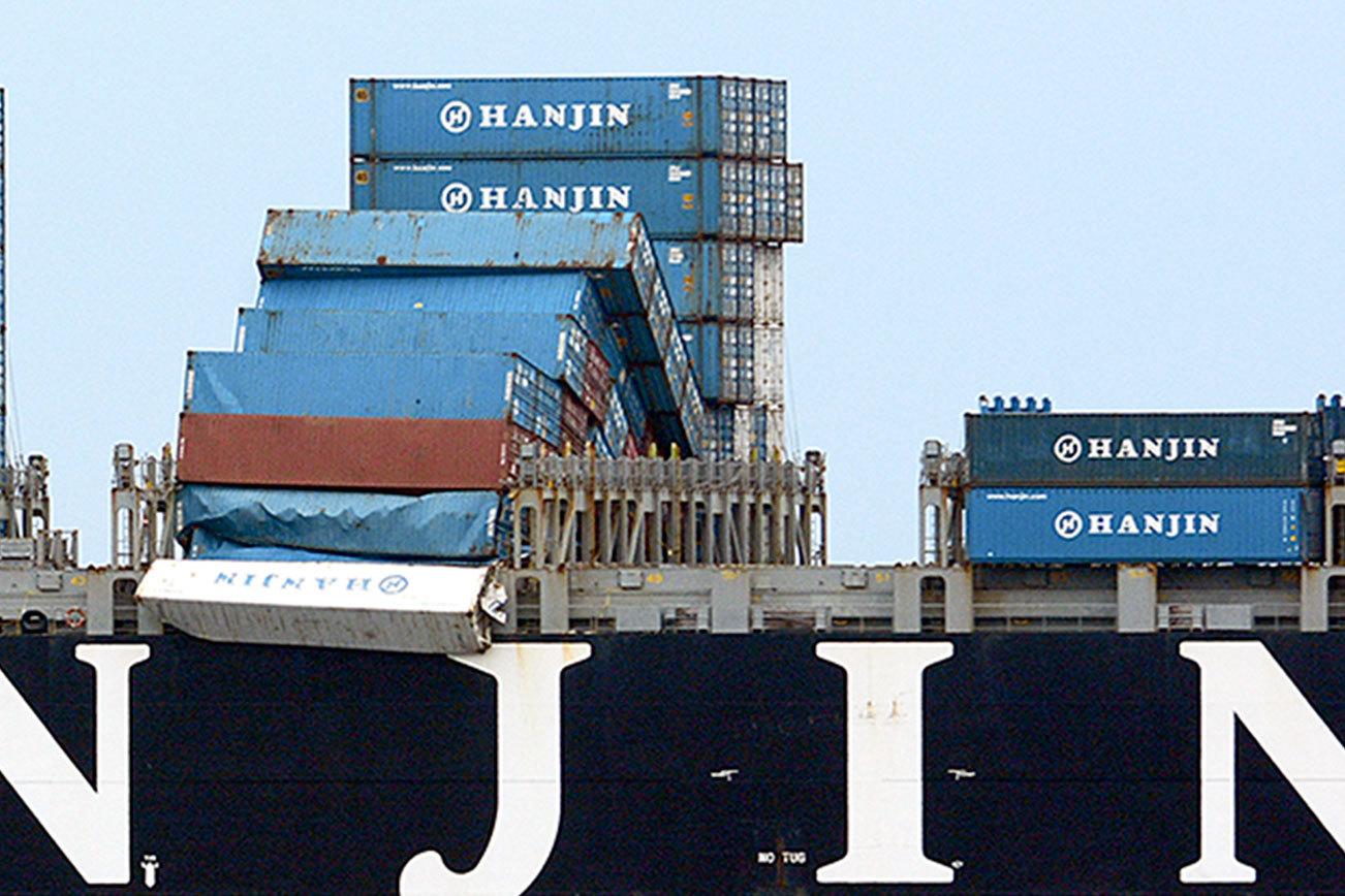 Ship that stopped in Port Angeles lost cargo at sea