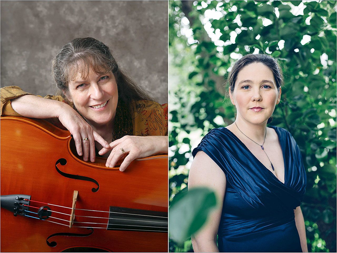 Cellist Marlene Moore, at left, and pianist Hillary Nordwell will explore the works of 19th century composers of Clara Wieck Schumann and Robert Schumann during a joint concert Saturday evening at the Port Angeles Seventh Day Adventist Church.