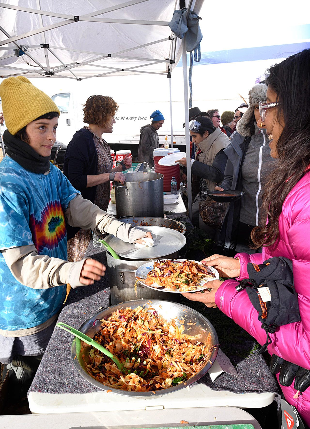 Port Townsend group members serve food to protesters at the Standing Rock Sioux reservation.