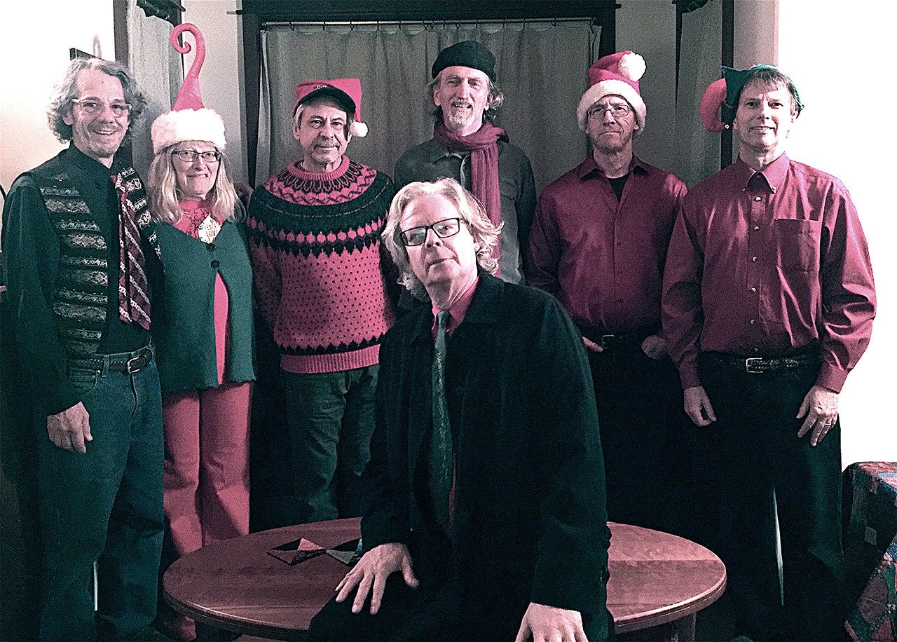 The fourth annual Holiday Hi-Jinx Show will begin at 6:30 tonight at the Joseph F. Wheeler Theater at Fort Worden State Park, 25 Eisenhower Way, Port Townsend. Seen here in the rear row from left are George Rezendez, Carla Main, Tom Svornich, John Maxwell, Kurt Festinger and Dirk Anderson. At front center is Paul Rogers, show organizer.