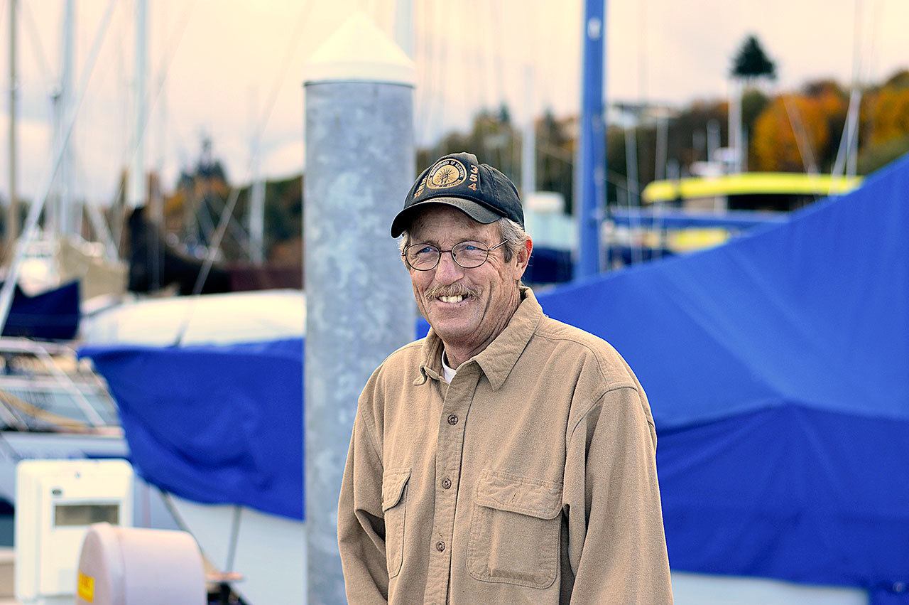 Doug Platten has adopted Port Angeles, specifically the marina, as his hometown. (Diane Urbani de la Paz/for Peninsula Daily News)