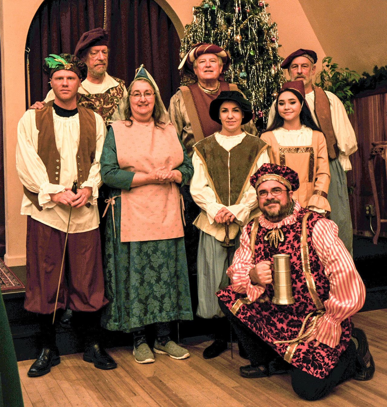 Olympic Theatre Arts                                Cast members in the Olympic Theatre Arts readers theater production of “Twelfth Night (Or What You Will)” pose.