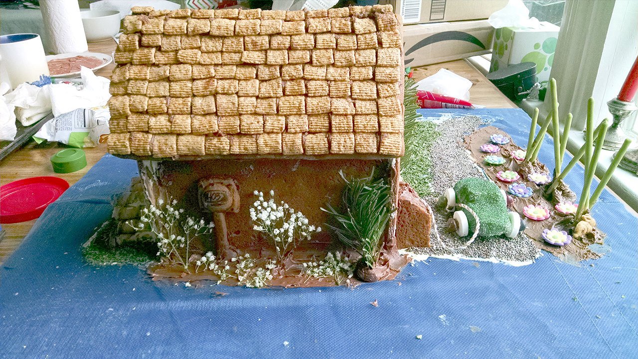 The honorable mention, an eco-friendly gingerbread house, from Power Trip Energy (Mari Mullen)