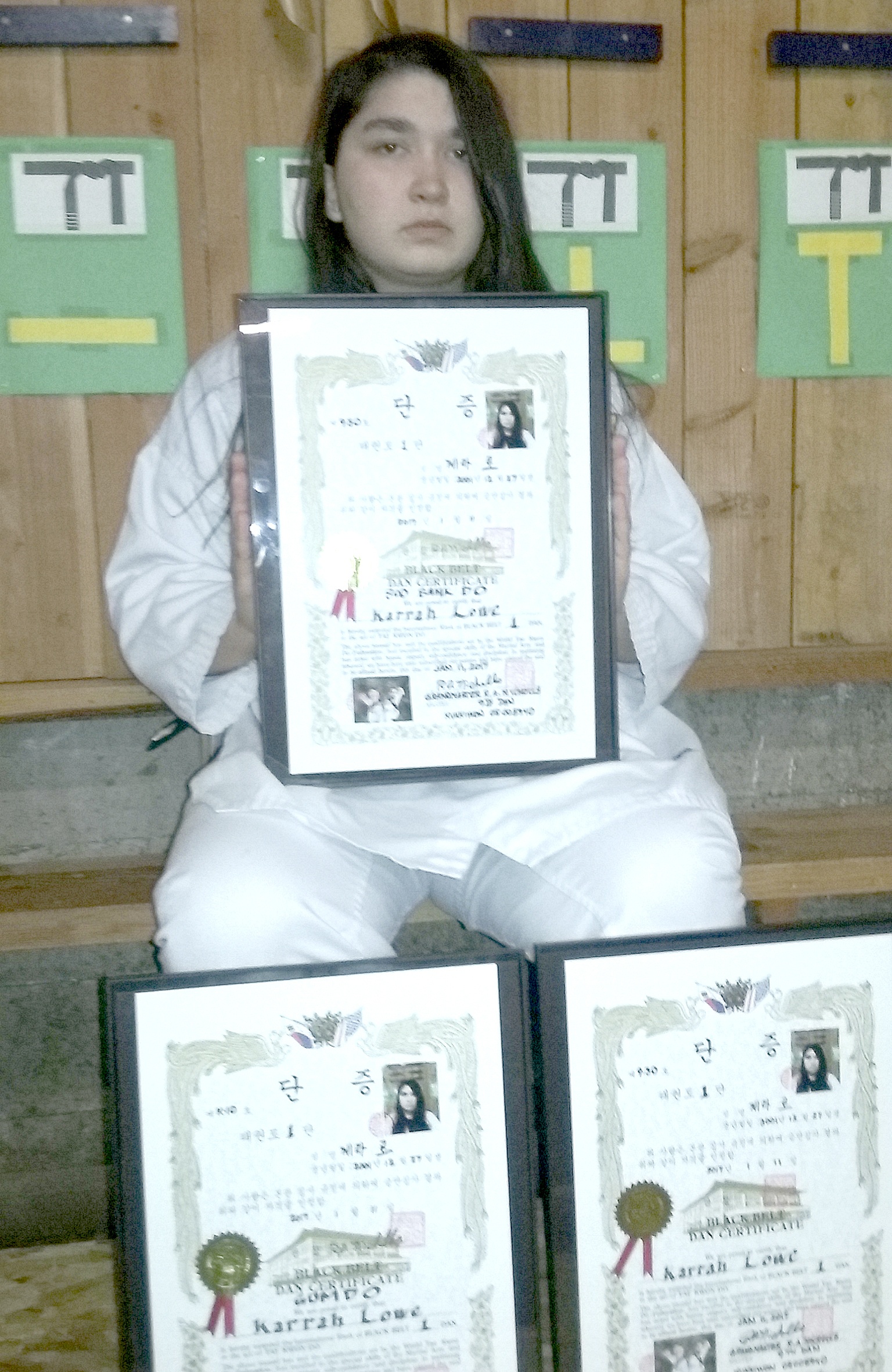 Port Angeles’ Karrah Lowe, age 15, has attained the rank of black belt in three different disciplines.