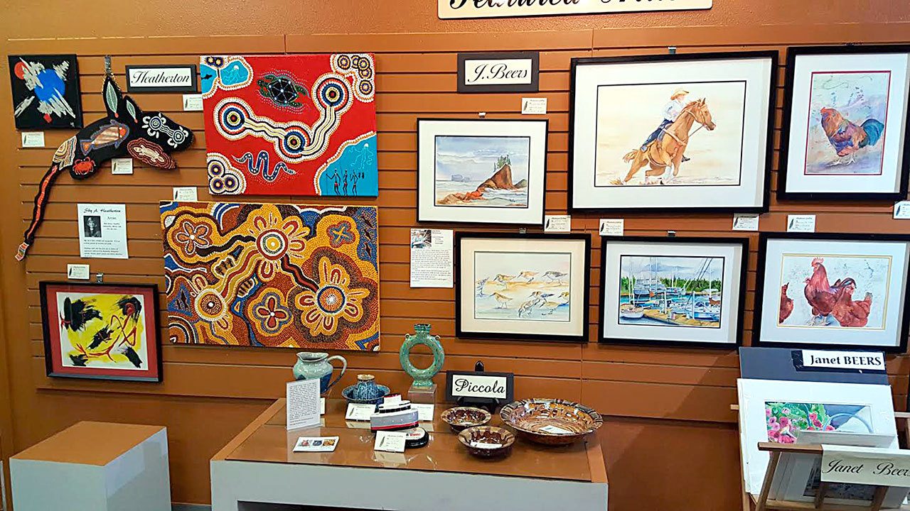 Artwork by painter Sky Heatherton, watercolorist Janet Beers and potter Janet Piccola will be featured at the Heatherton Gallery.