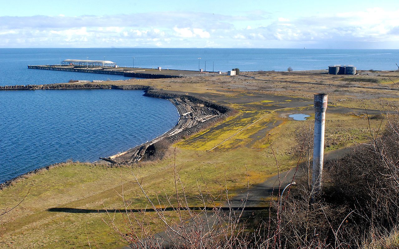 The site of the former Rayonier pulp mill in Port Angeles remains mostly empty two decades after the mill was shut down and later demolished. (Keith Thorpe/Peninsula Daily News)