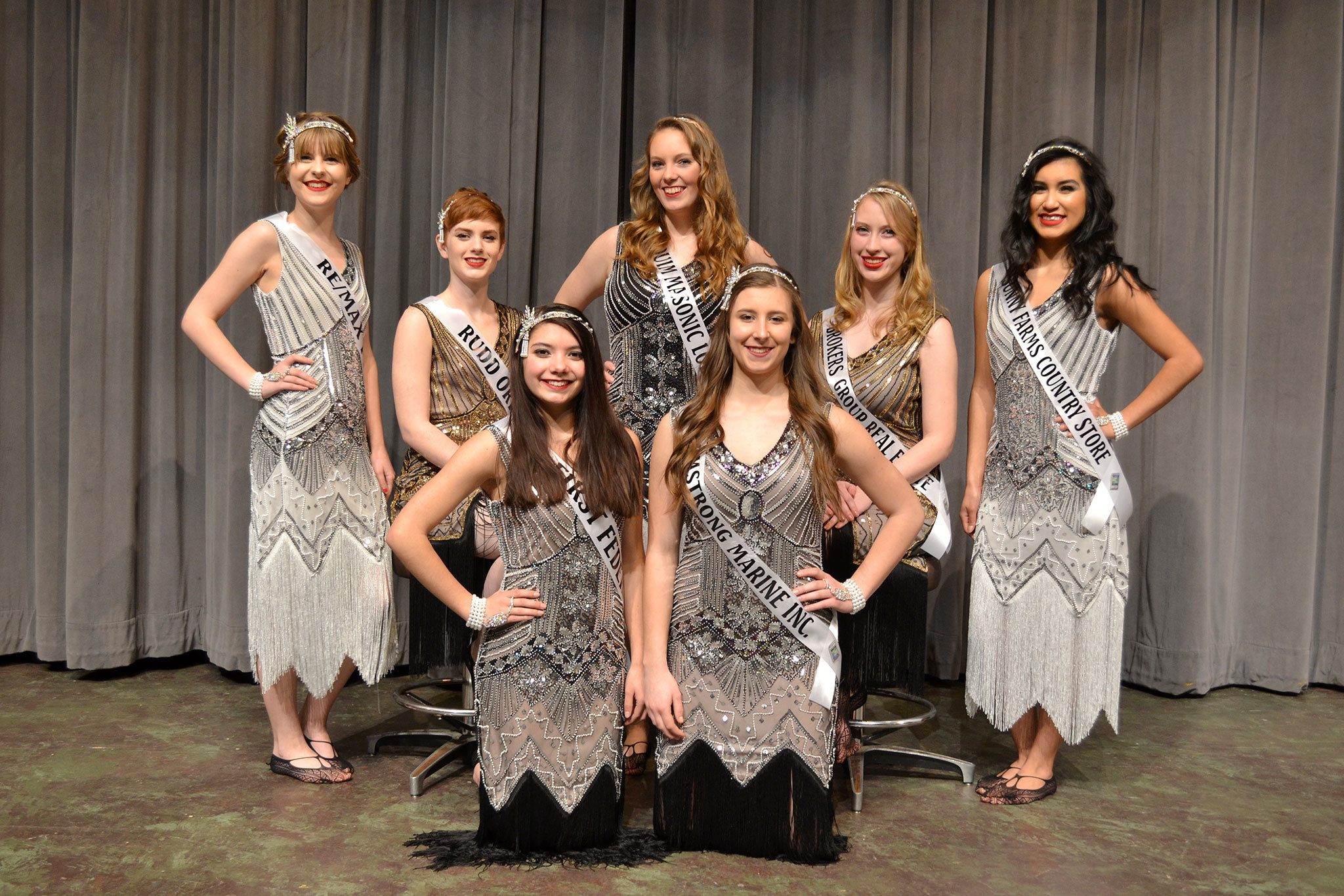 Sequim Irrigation Festival candidates are, from back left, Alison Cobb, Aubree Young, Cortney Gosset, Abby Norman, Karla Najera; in front left are Emily Straling and Kyla Armstrong. (Matthew Nash/Olympic Peninsula News Group)