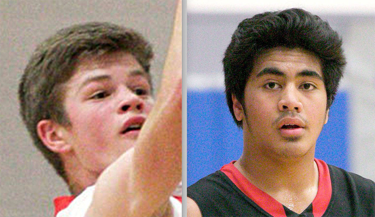 Port Townsend’s Berkley Hill, left, and Detrius Kelsall are the co-MVPs for the Olympic 1A boys basketball league.