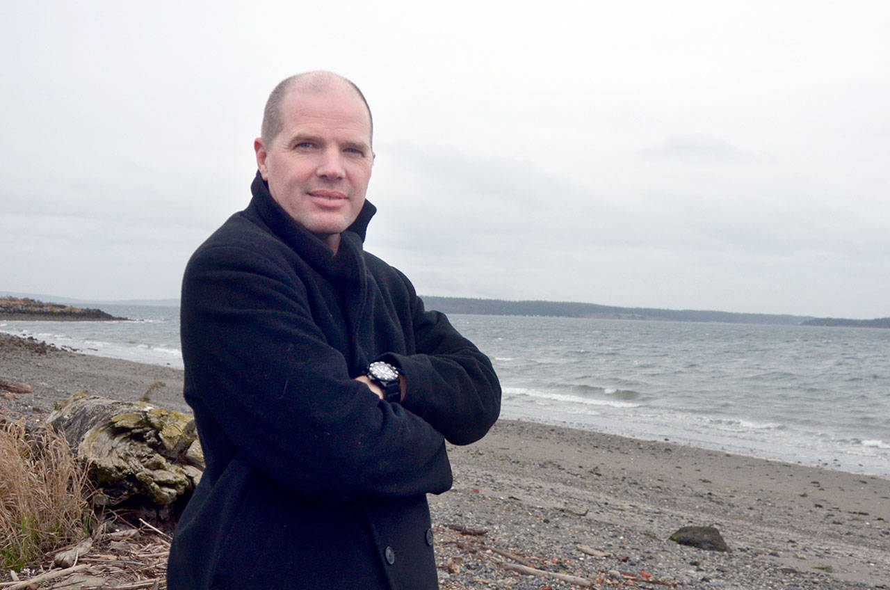 Filmmaker Ian Hinkle, a former resident of Port Townsend, returned to the Peninsula to show his 2014 documentary “Reaching Blue” about the effects of climate change on the Salish Sea. (Cydney McFarland/Peninsula Daily News)