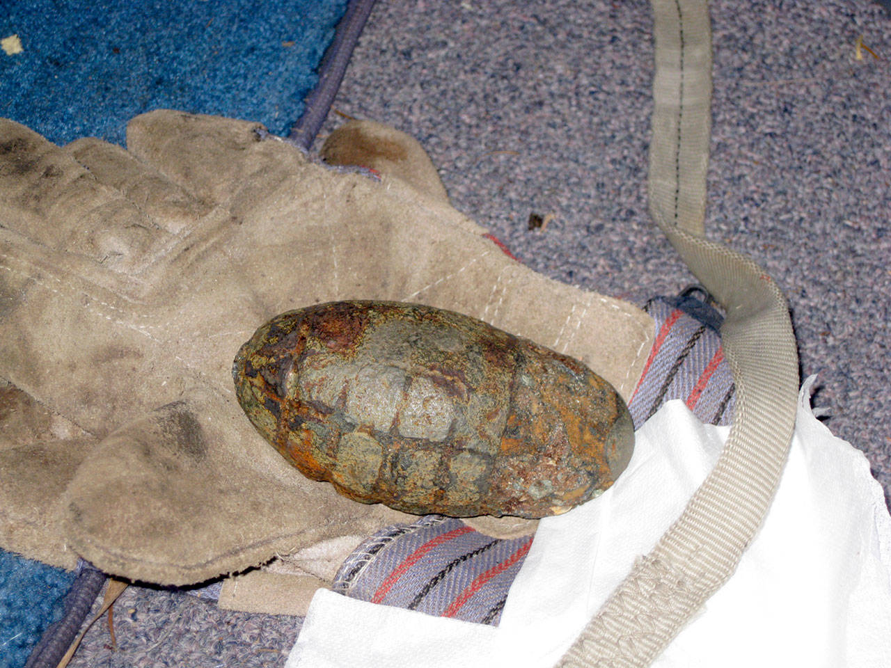 This World War II-era grenade was found partially buried on the beach at Fort Worden State Park. (Port Townsend Police Department)