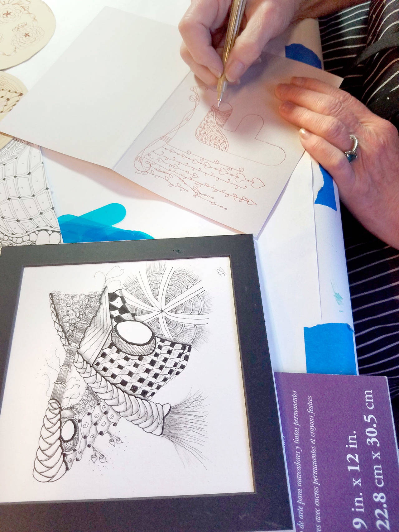Janie Brackney will demonstrate Zentangle art at The Landing Artists Studio on Saturday.
