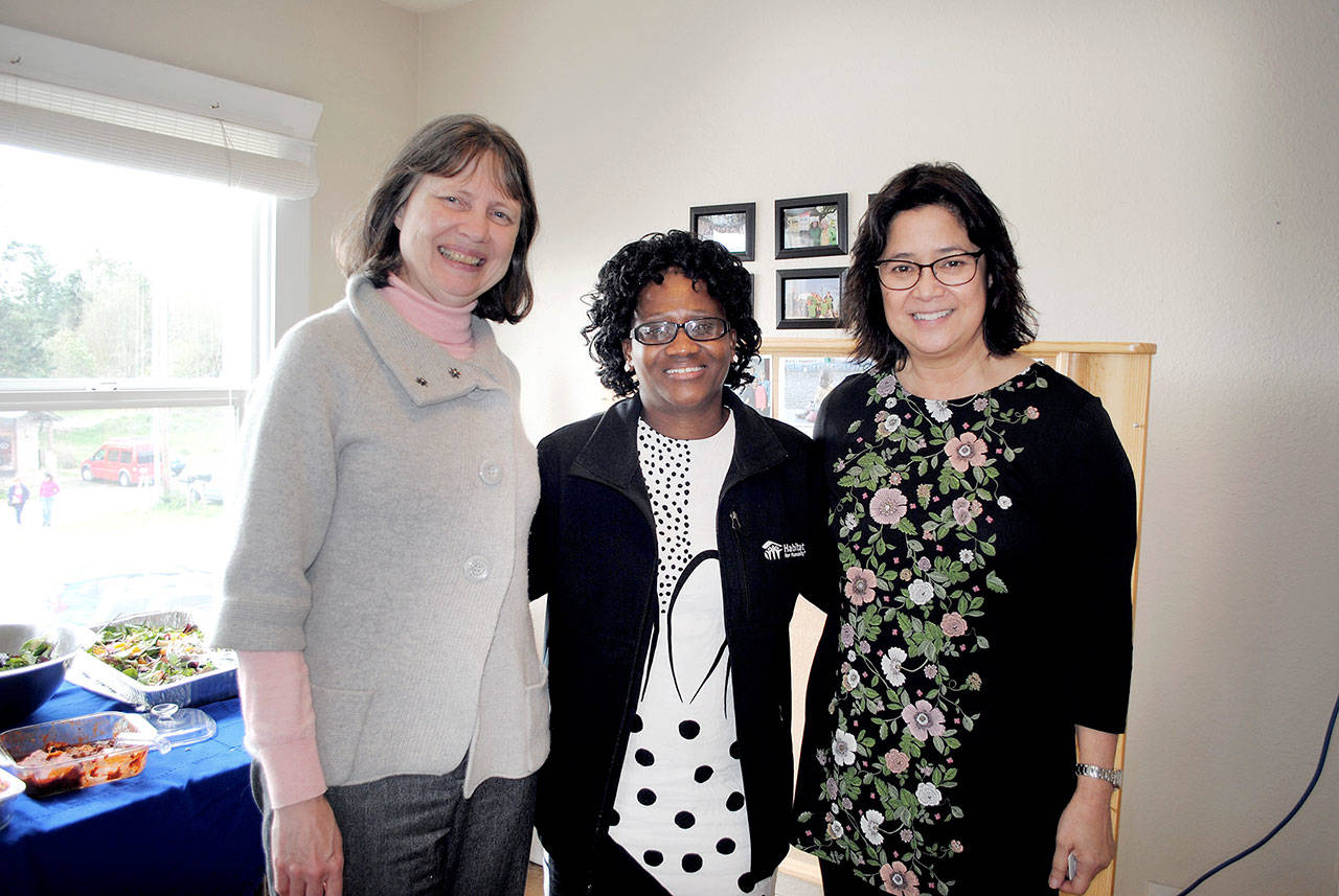 ​ Left to right, Jamie Maciejewski, executive director of Habitat for Humanity of East Jefferson County hosts Mathabo Makuta, national director of Habitat for Humanity Lesotho and Cyndi Hueth, executive director of Habitat for Humanity of Clallam County. (Habitat for Humanity East Jefferson County)