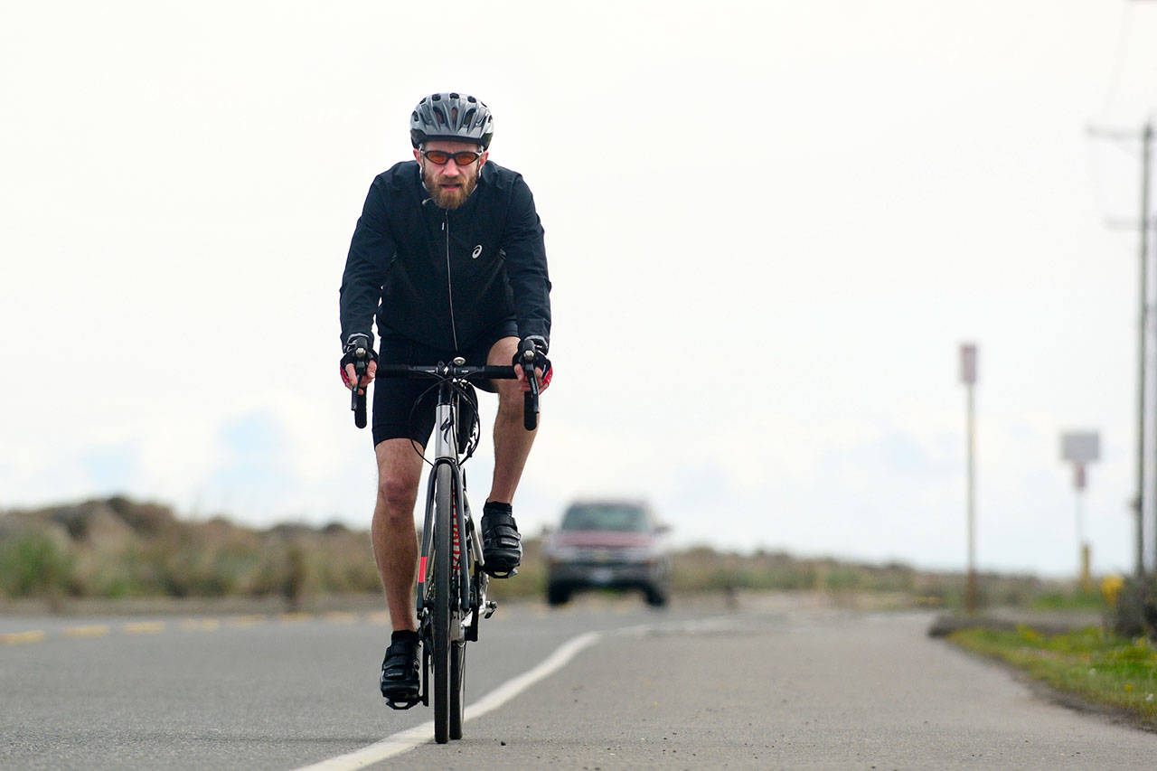 The Rev. Joe DeScala, director and pastor for Mended, will bike, kayak and run a 1,300-mile trip around Washington state, praying for and raising money to support widows and orphans. (Jesse Major/Peninsula Daily News)
