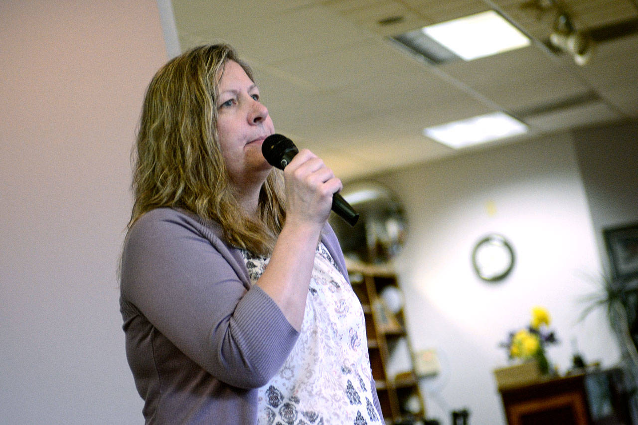 Lissy Andros, executive director of the Forks Chamber of Commerce, told members of the Port Angeles Business Association on Tuesday that Forks continues to benefit from “Twilight.” (Jesse Major/Peninsula Daily News)