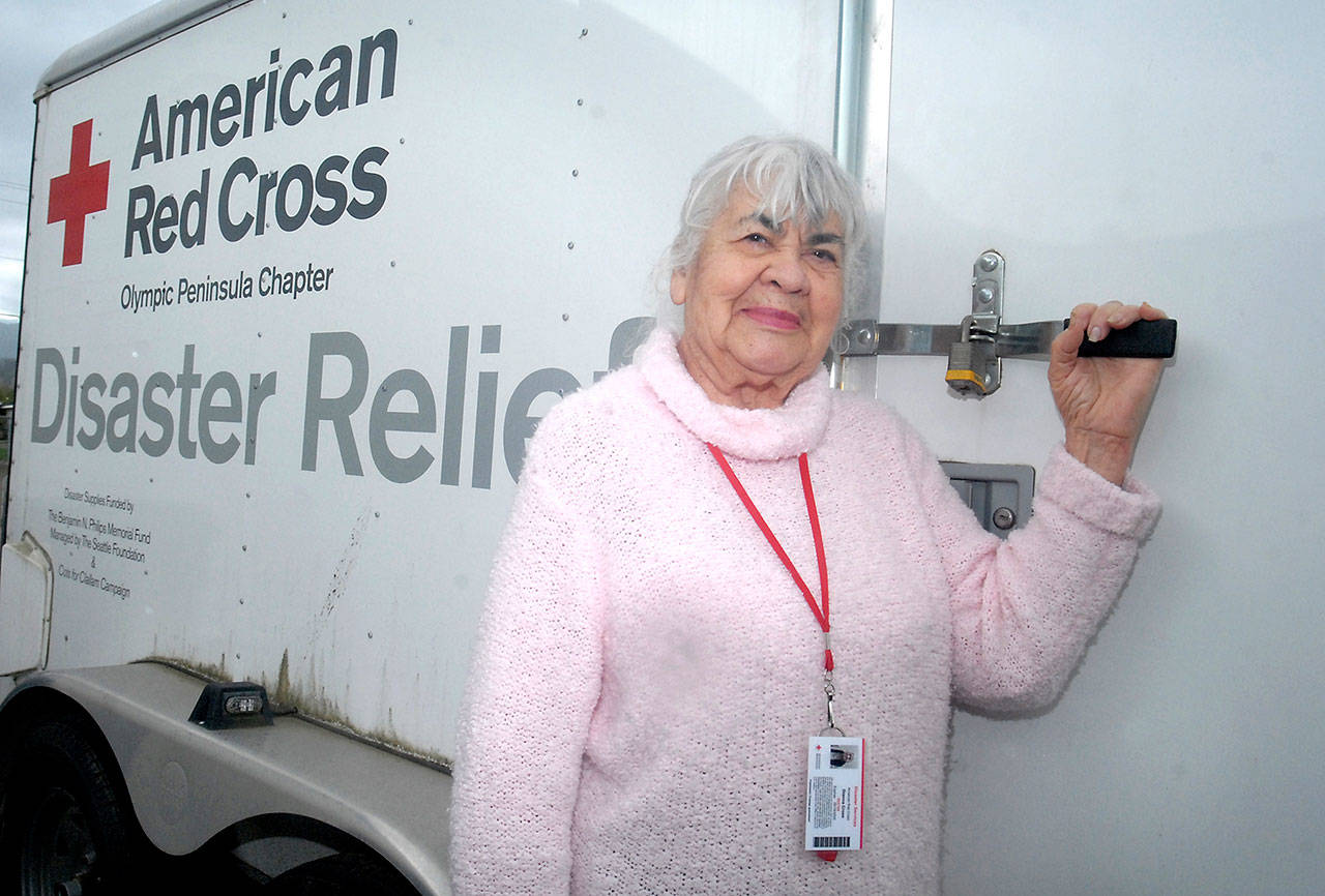 Clallam County Community Service Award honoree Dianna Cross is a longtime volunteer in the Clallam County office of the American Red Cross. (Keith Thorpe/Peninsula Daily News)