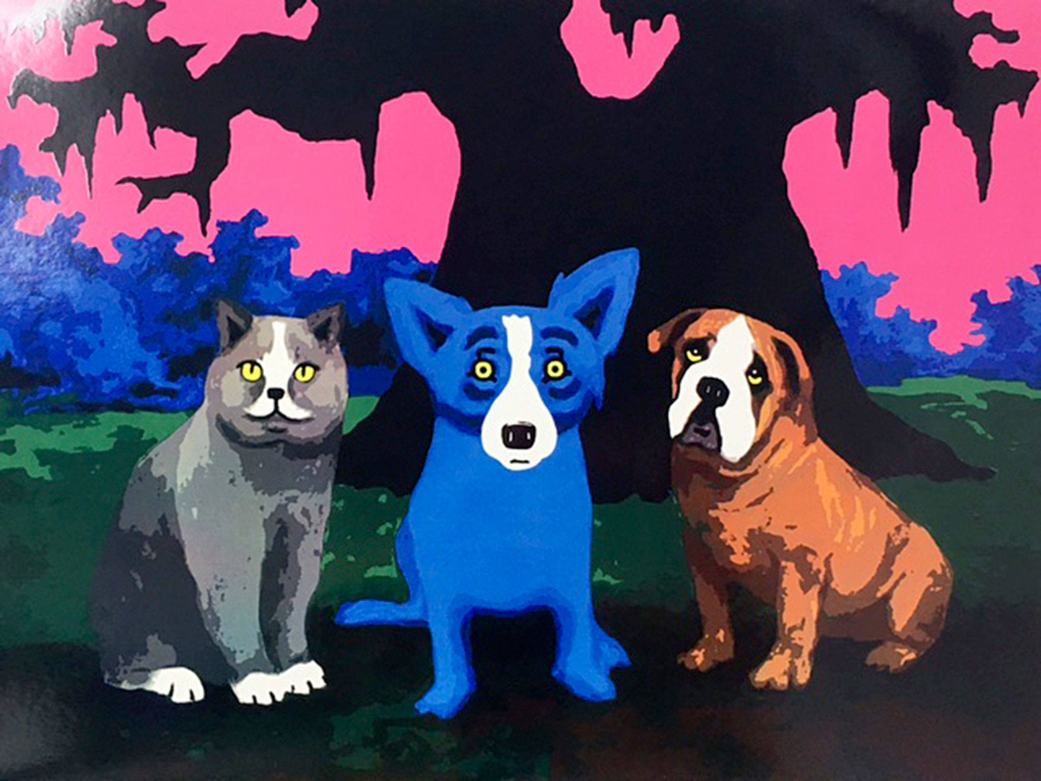 “Three Amigos” by George Rodrigue will be auctioned off during the Olympic Peninsula Humane Society’s annual dinner and auction, Meowgaritas and Mutts, on Saturday at the Vern Burton Community Center in Port Angeles.