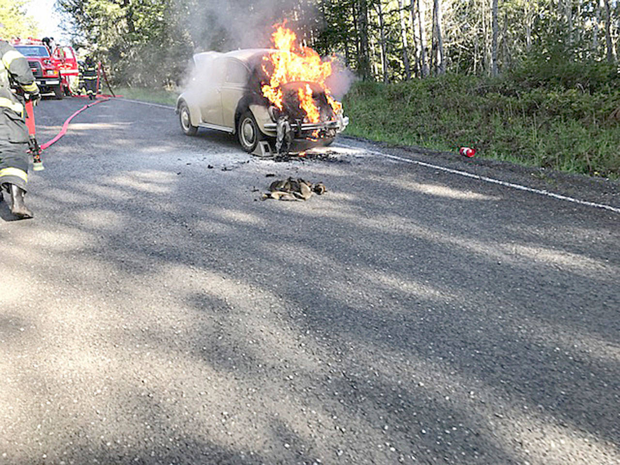 Clallam County Fire District No. 2 units were dispatched to a car fire at 335 Dietz Road on Sunday morning. (Clallam County Fire District No. 2)
