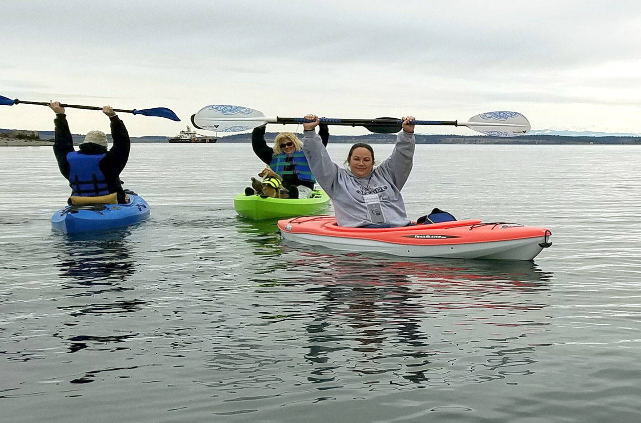 Louie Espinoza, Yvonne Craig and Selena Espinoza, from left, are using their new found love of kayaking to raise money for the local Relay for Life. (Tricia Jarmen)