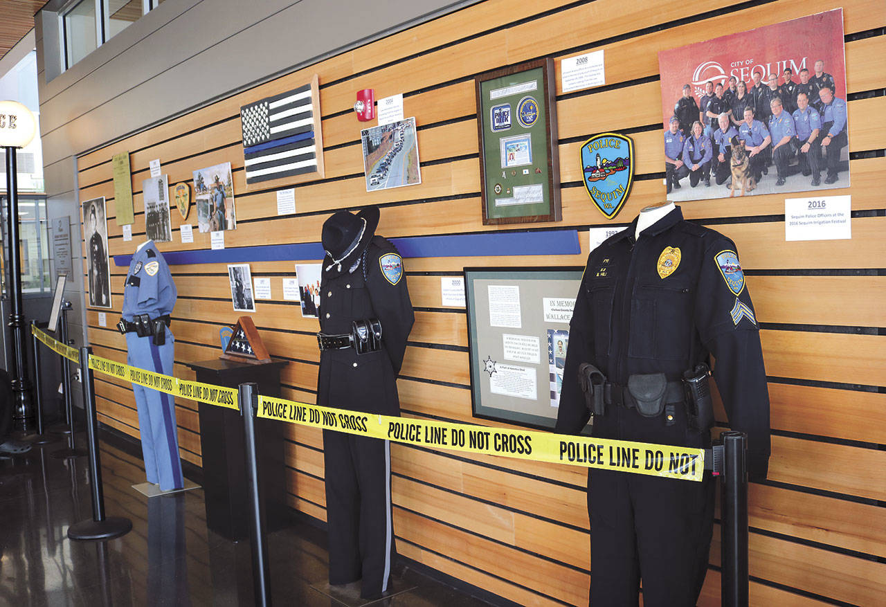 Historical police memorabilia will be on display in the Sequim Civic Center lobby starting Sunday.