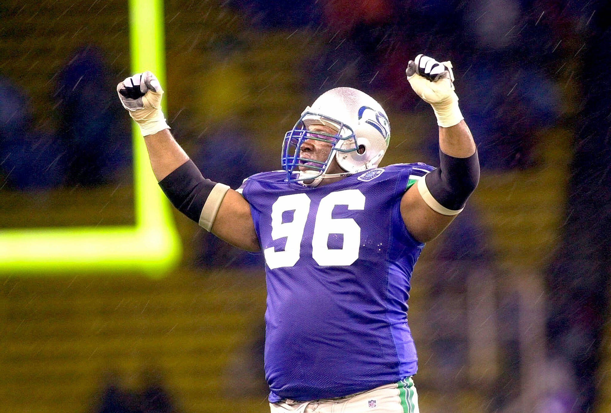 The Associated Press                                Seattle Seahawks defensive tackle Cortez Kennedy (96) celebrates Seattle’s 27-24 victory over the Oakland Raiders in an NFL football game in Seattle in December 2000. The Orlando Police Department confirmed that Kennedy was found dead Tuesday in Orlando.