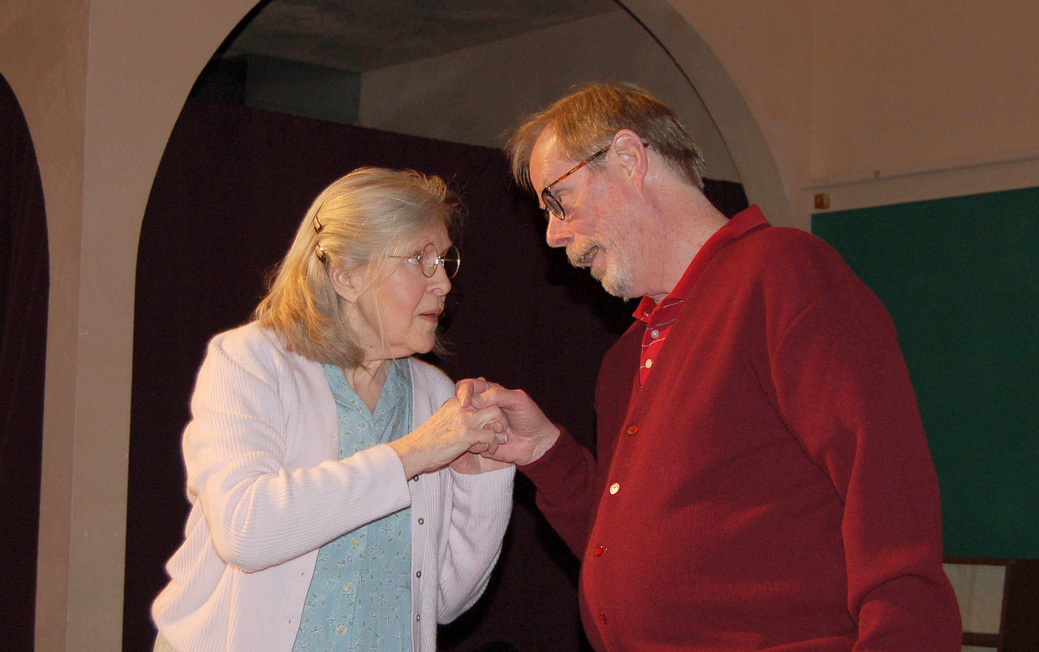 Olivia Shea, left, will play the role of Fonsia Dorsey while Pat Owens will star as Weller Martin in the upcoming show “The Gin Game.” Together, they have 100 combined years of theater experience. (Erin Hawkins/Olympic Peninsula News Group)