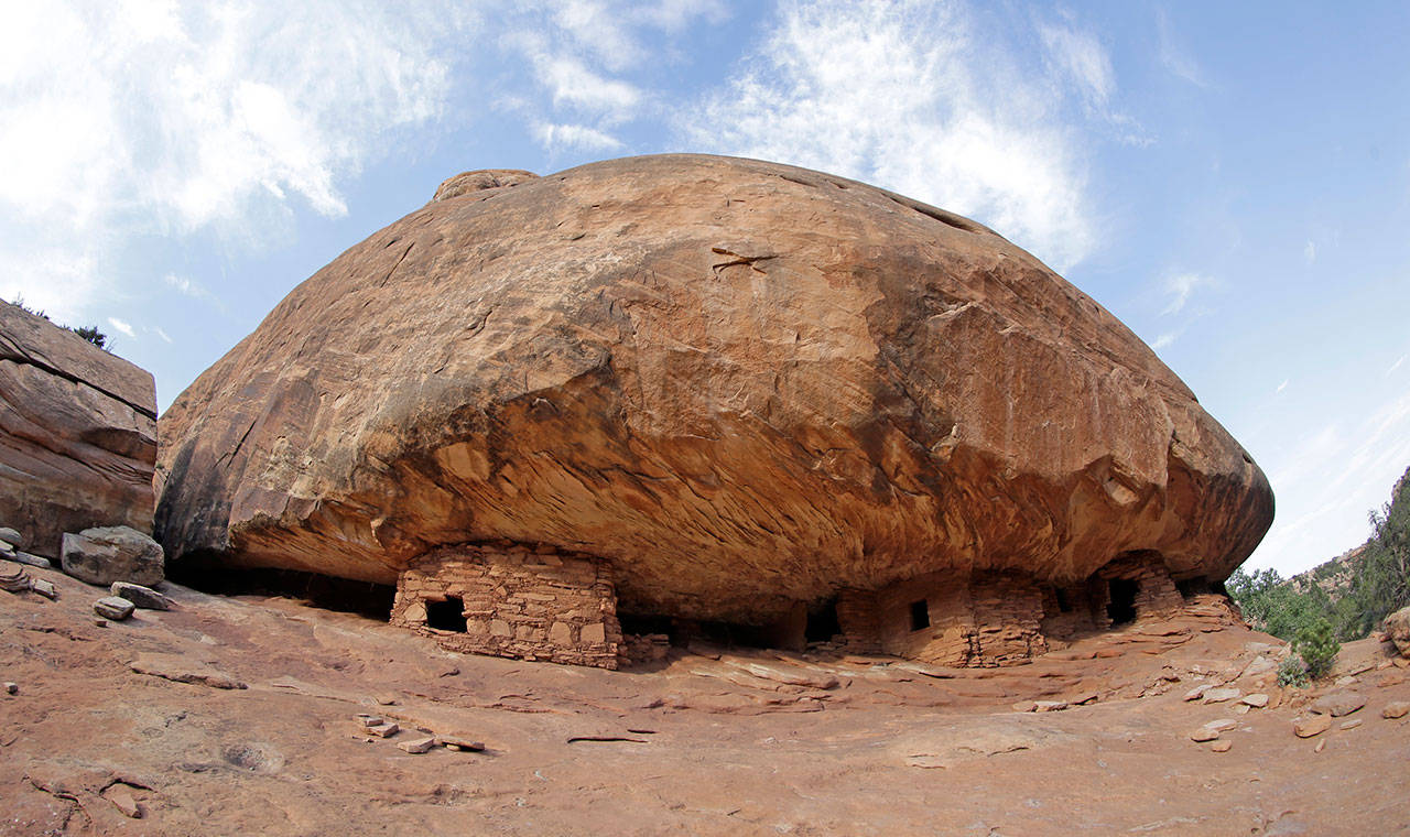 The “House on Fire” ruins in Mule Canyon, near Blanding, Utah, are seen on June 22, 2016. The Interior Department has released a list of 27 national monuments it is reviewing under a presidential order, including Bears Ears and Grand Staircase-Escalante in Utah and Katahdin Woods and Waters in Maine. (Rick Bowmer/The Associated Press)