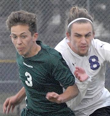 Keith Thorpe/Peninsula Daily News                                Port Angeles’ Andrew St. George, left, and Sequim’s Liam Harris, both made the first team of the Olympic League 2A Division all-league.