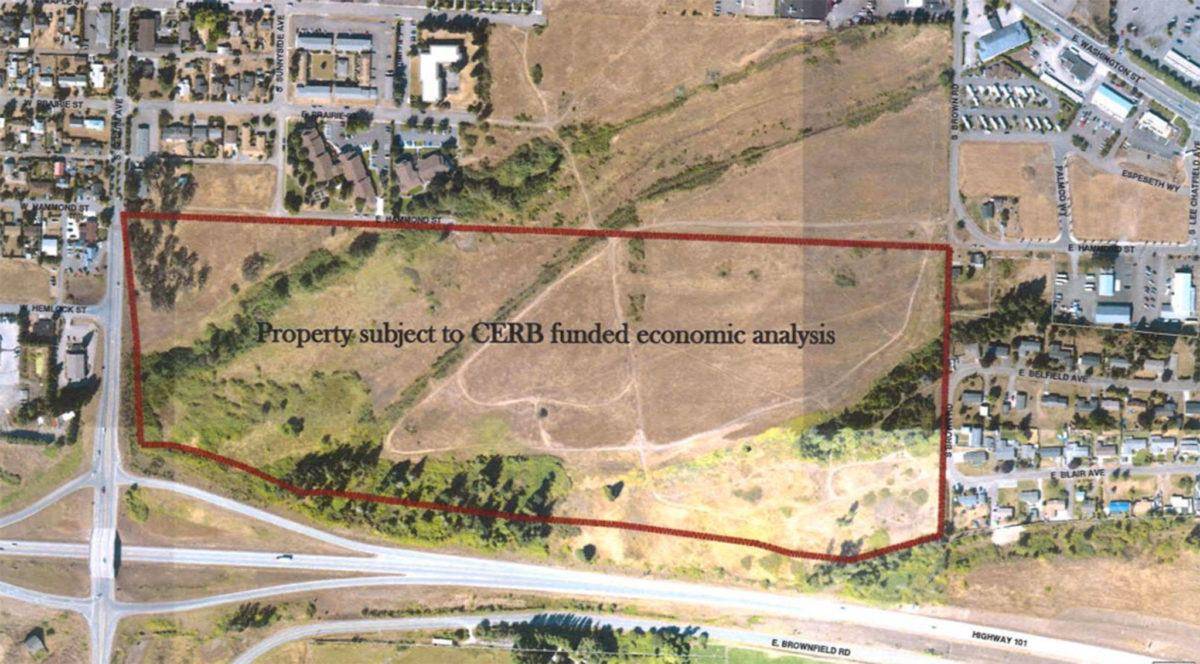 A $50,000 grant from the state’s Department of Commerce Community Economic Revitalization Board will help the city of Sequim pay for consultants to identify the best development opportunities for 52 acres north of U.S. Highway 101 and east of North Sequim Avenue. (City of Sequim)