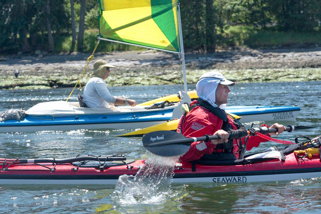 Matt Pruis, front, and Rod Price back will be paddling together for the rest of the race after paddling solo up to Seymour Narrows. (R2AK)