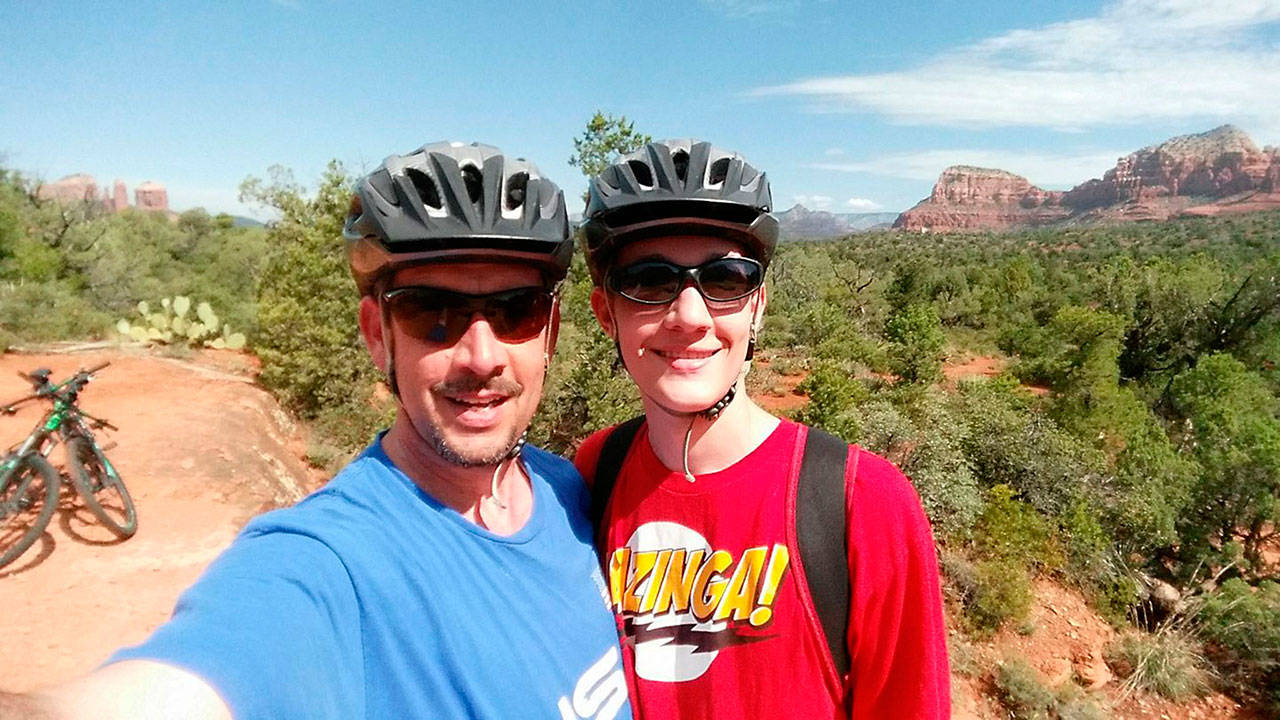 Robert Streett of Sequim takes a photo with his son Robby, 16, near Sedona, Ariz., earlier this week on vacation. The father and son died the next day in a car wreck in Colorado last Thursday. They are survived by Josslyn, Robert’s wife, and son, Sawyer, 14, who were also in the vehicle during the crash. (Facebook image)