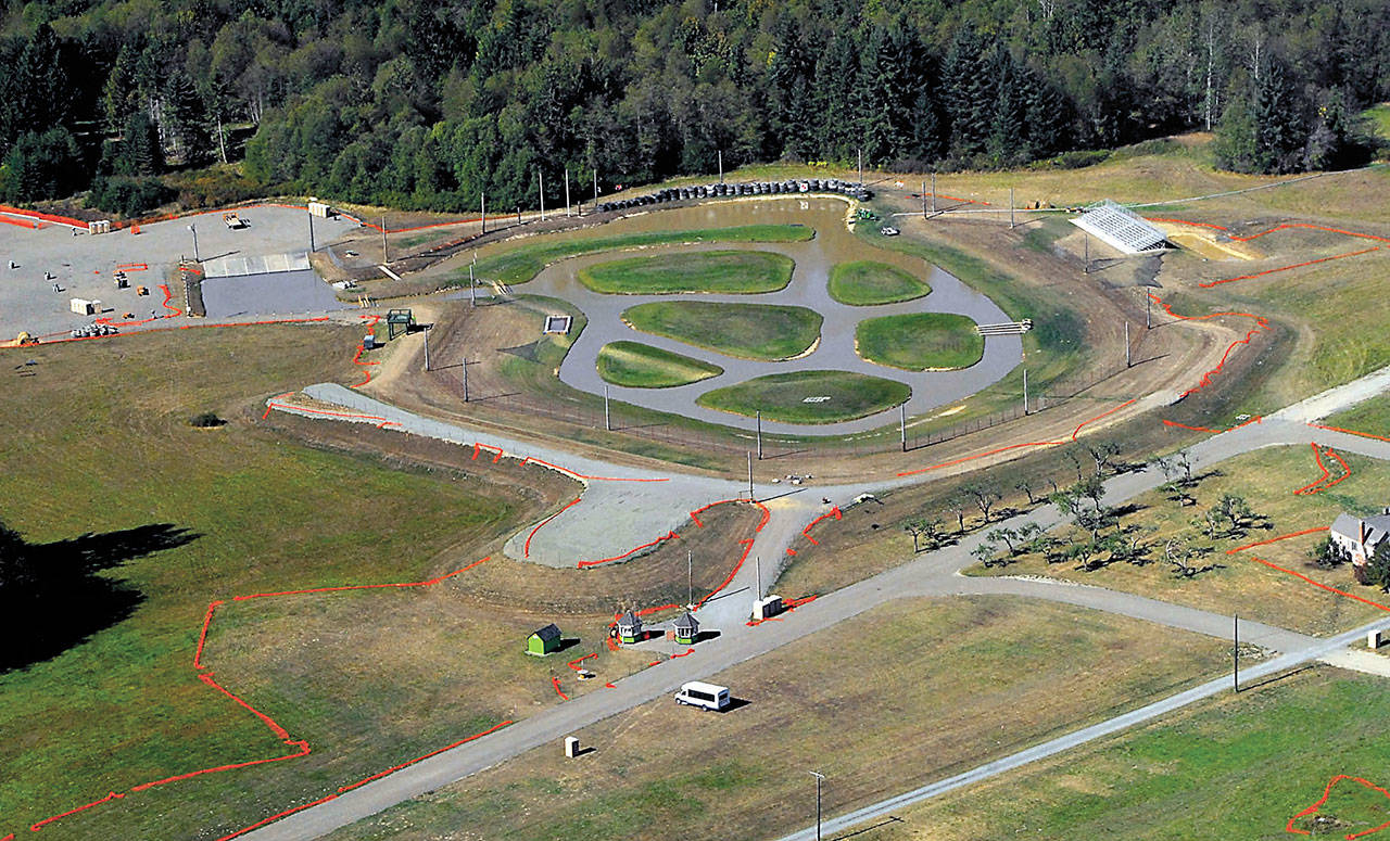 The Extreme Sports Park sprint boat track in Port Angeles is shown in this aerial photograph from May 2015. (Keith Thorpe/Peninsula Daily News)