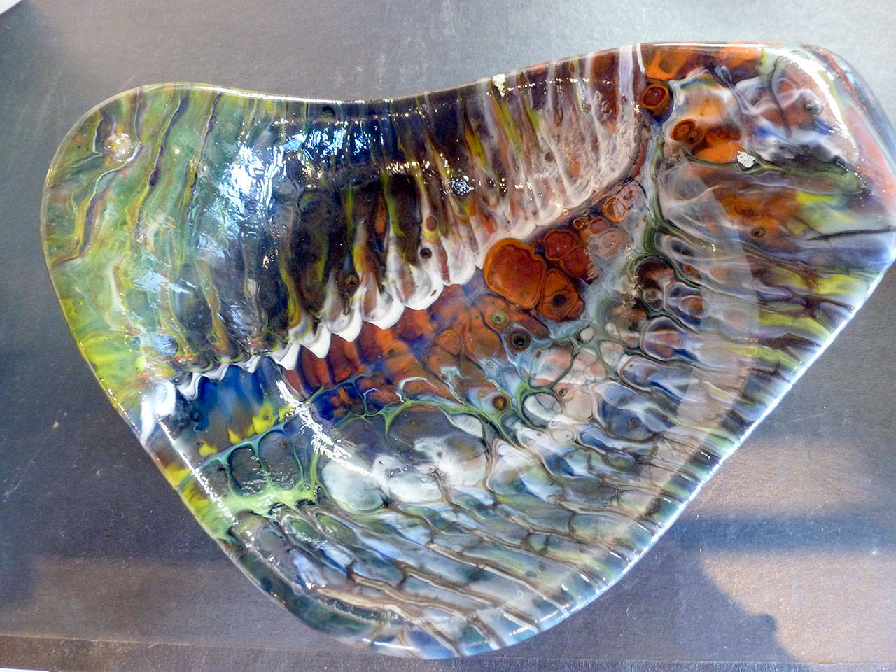Susan Kantowitz’s glass fused art will be on display at Harbor Art, 110 E. Railroad Ave., during the Second Weekend Art Walk in Port Angeles. (Bob Stokes)