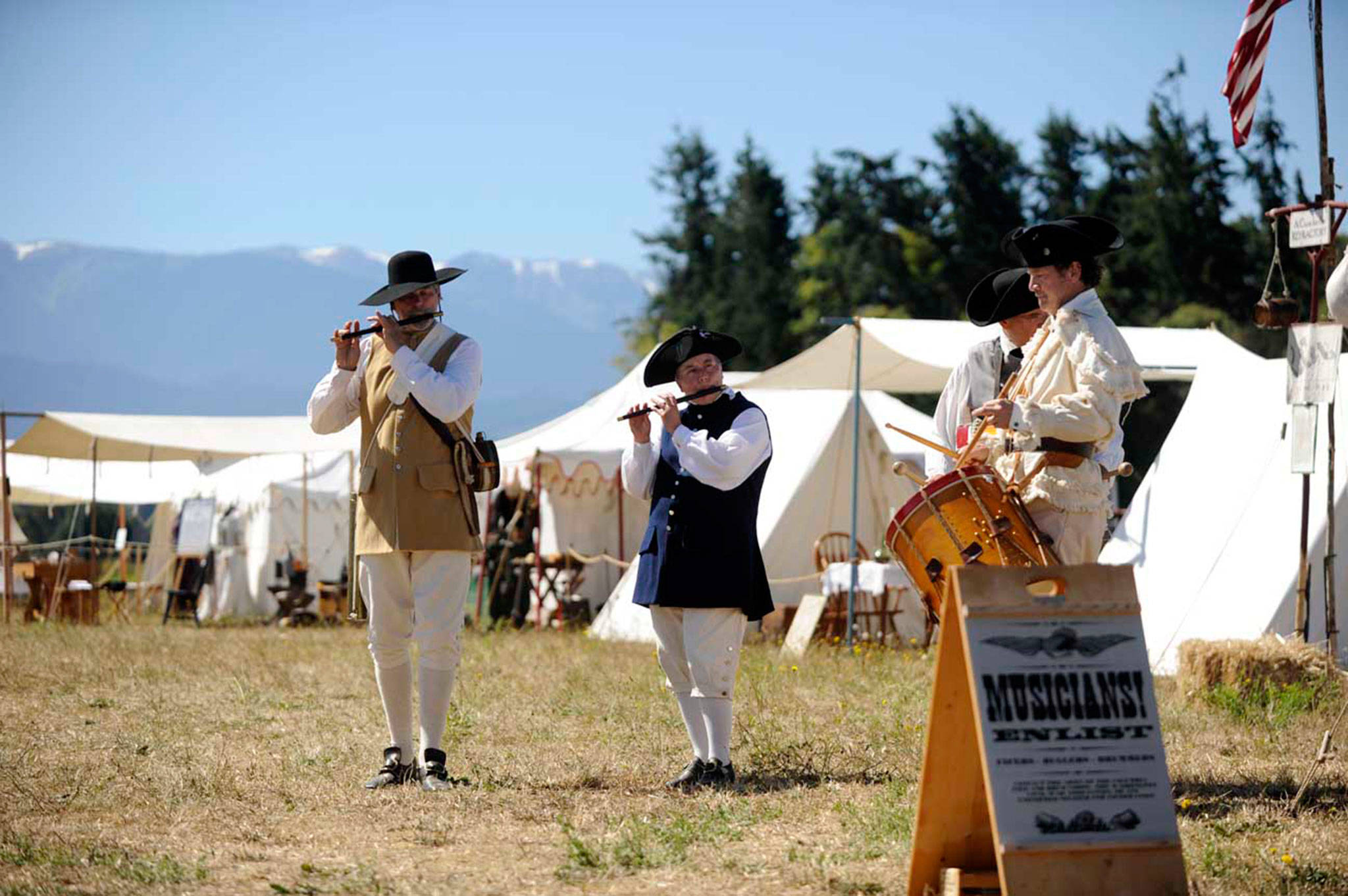 The encampment at the Northwest Colonial Festival, seen here in 2016, yet again features live music and re-enactments of blacksmiths and gunsmiths from 1775. (Matthew Nash/Olympic Peninsula News Group)