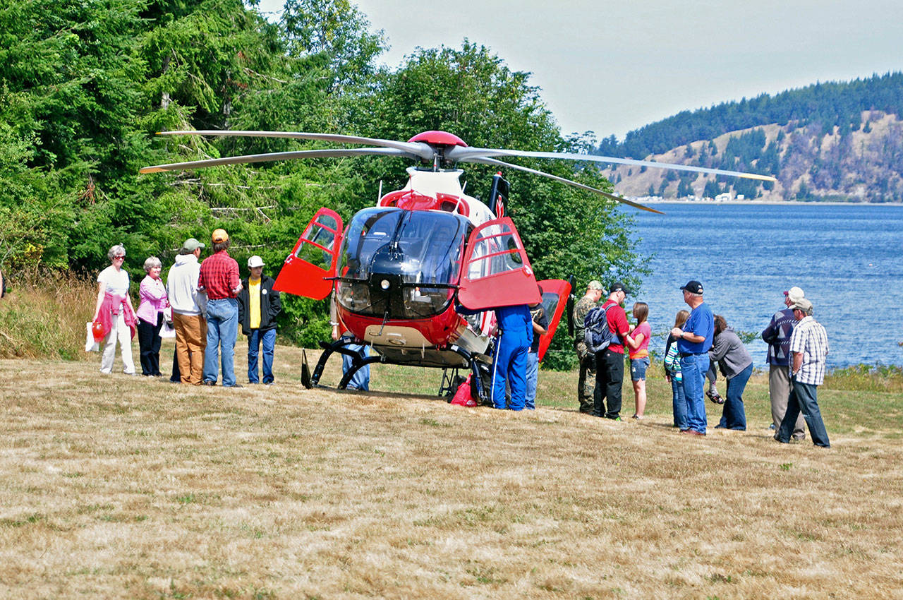 Airlift Northwest lands at Fort Discovery at Security Services Northwest’s Unity of Effort celebration in 2012. This year’s celebration will be from 10 a.m. to 6 p.m. Saturday. (Fort Discovery)