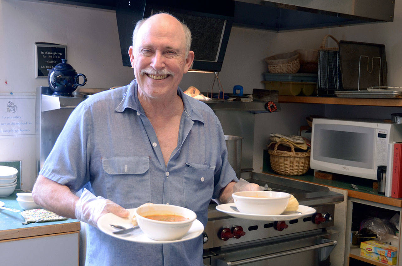 Will Kalb has helped serve soup at St. Paul’s Episcopal Church in Port Townsend every Wednesday for six of the seven years that the soup lunch has been going on. (Cydney McFarland/Peninsula Daily News)
