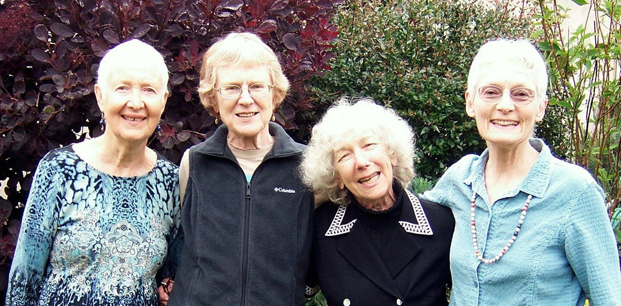 From left, Helen Lauritzen, Pat Rodgers, Nan Toby Tyrrell and Linda Bach will sing together Thursday night at the August Candlelight Concert at Trinity United Methodist Church in Port Townsend.