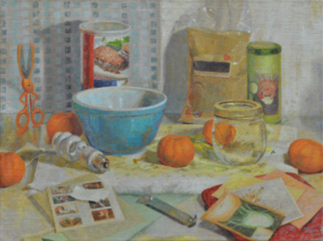 This painting by Brandy Agun is called “Blue Bowl with Tangerines.” Agun’s work will be on display and for sale this weekend at Susan Spar’s studio this weekend. (Susan Spar)