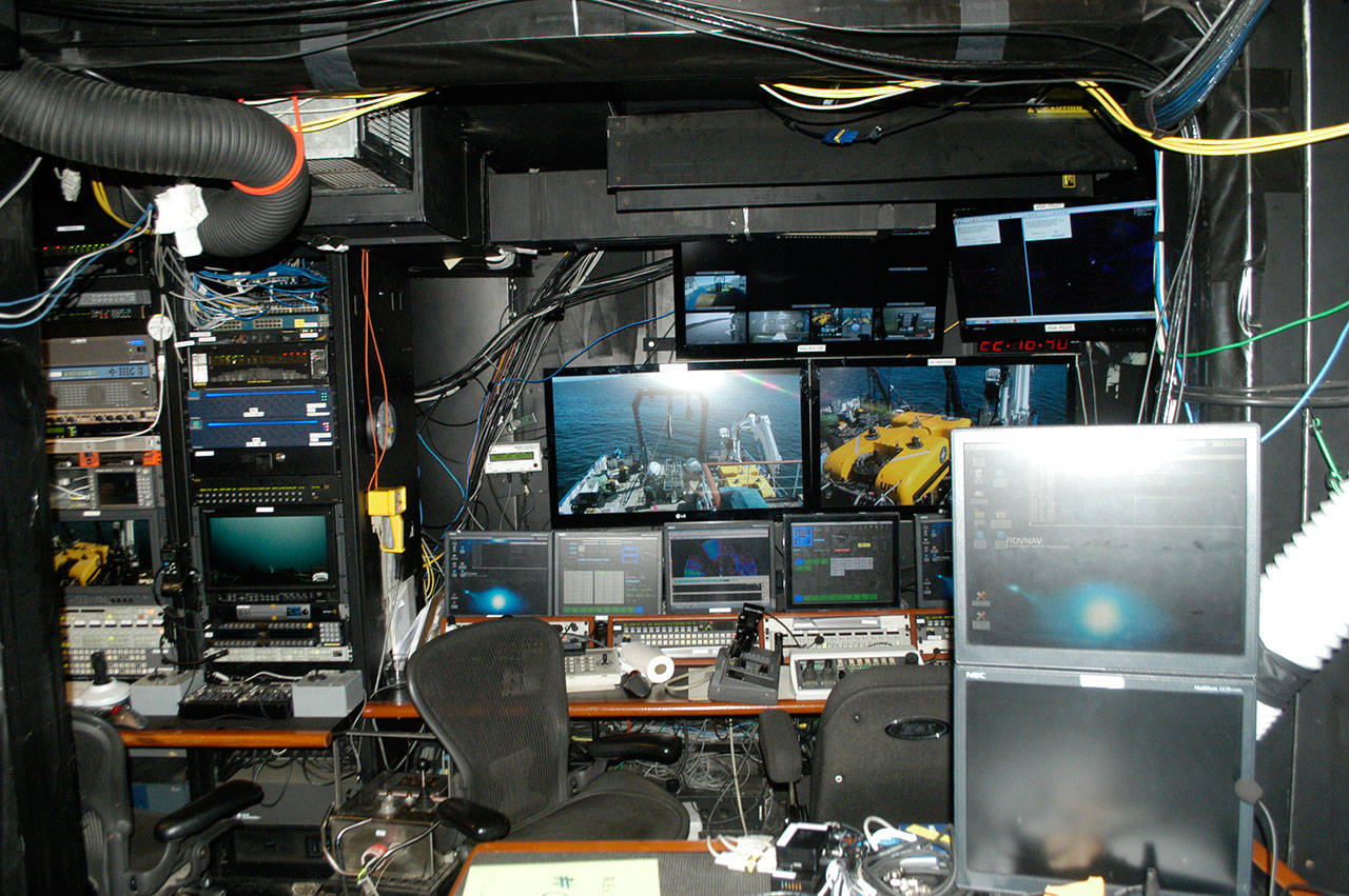 The control room of the EV Nautilus. (Rob Ollikainen/Peninsula Daily News)