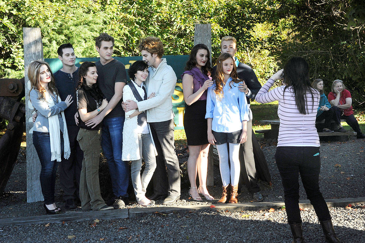 Twilight character lookalikes gather at the Forks Visitors Center. (Lonnie Archibald/for Peninsula Daily News)